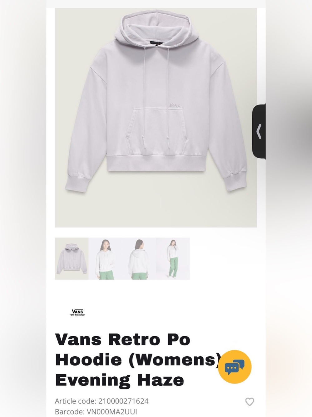Vans Women's Retro Hoodie in Evening Haze size XL EUC